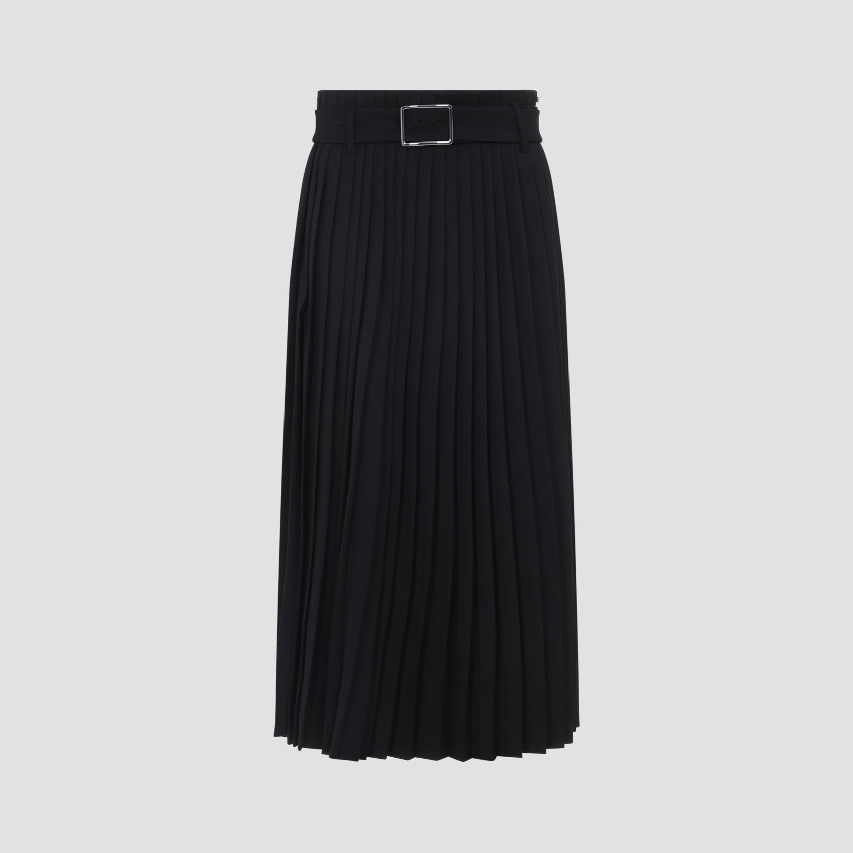 Black Panteon Wool Midi Skirt