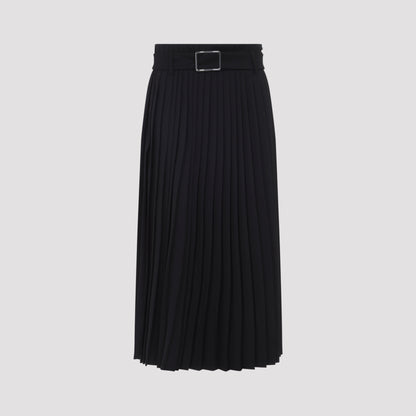 Black Panteon Wool Midi Skirt