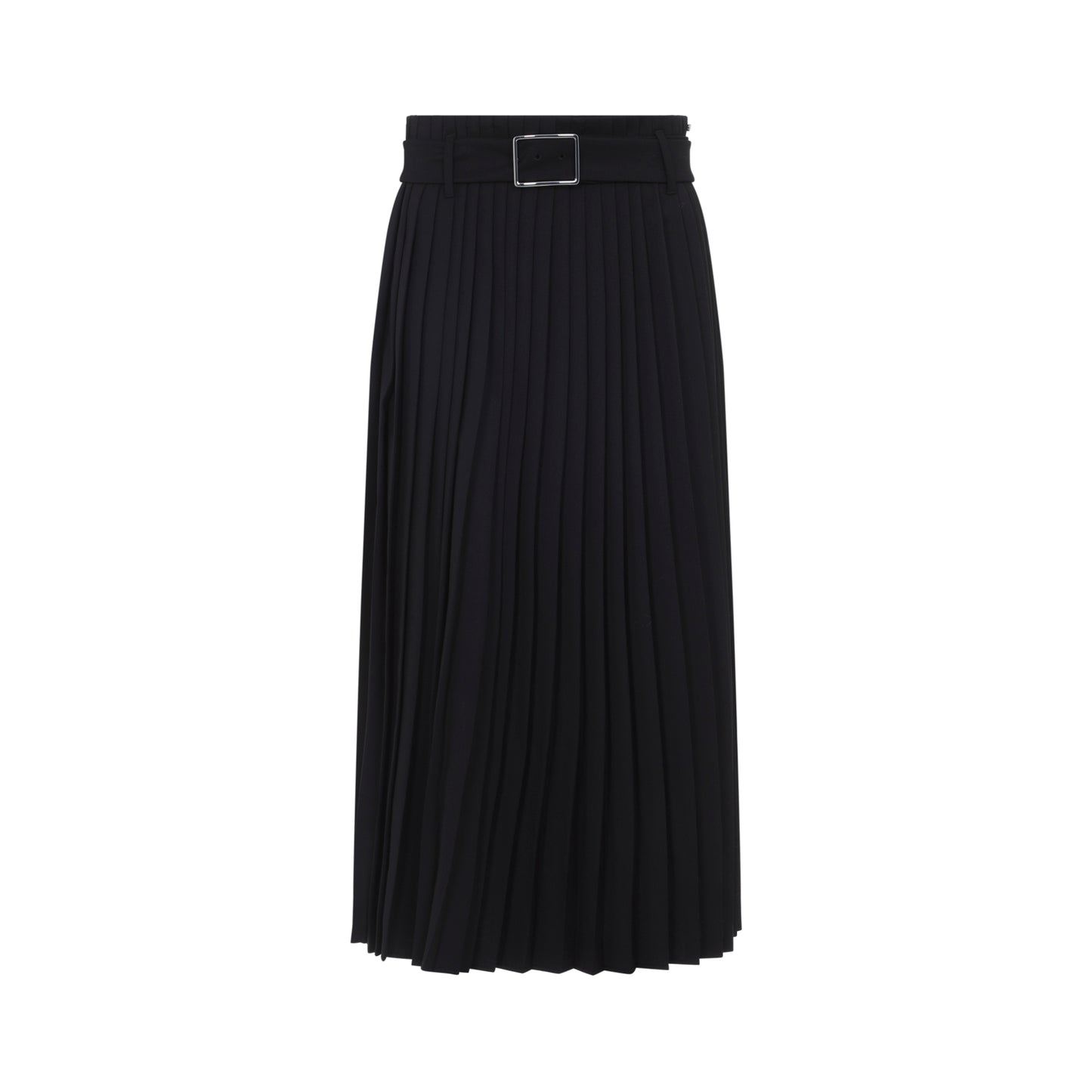 Black Panteon Wool Midi Skirt