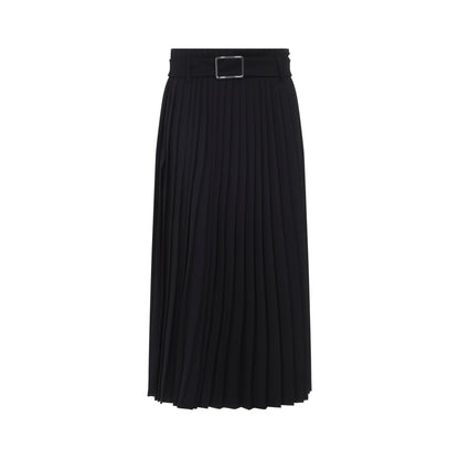 Black Panteon Wool Midi Skirt