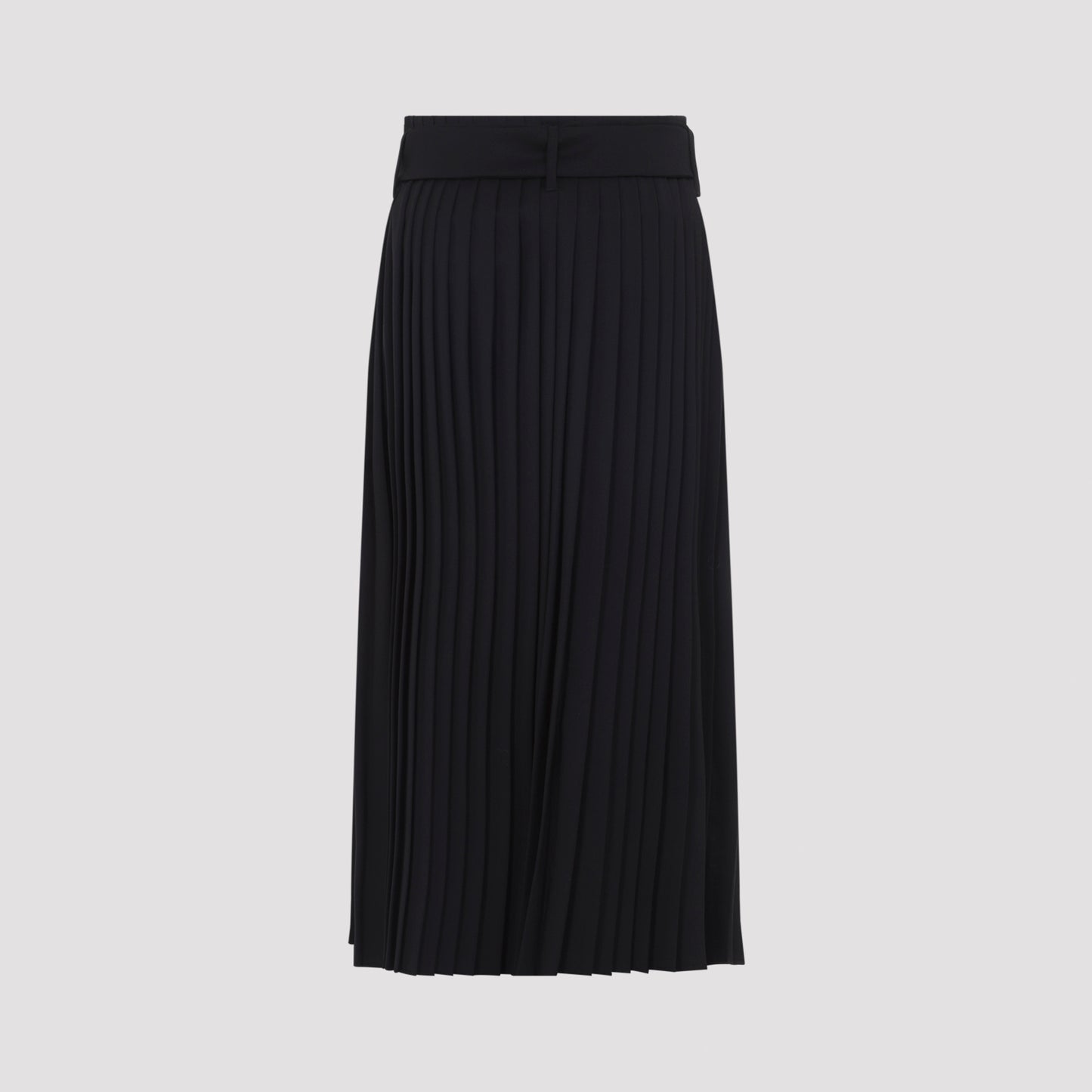 Black Panteon Wool Midi Skirt