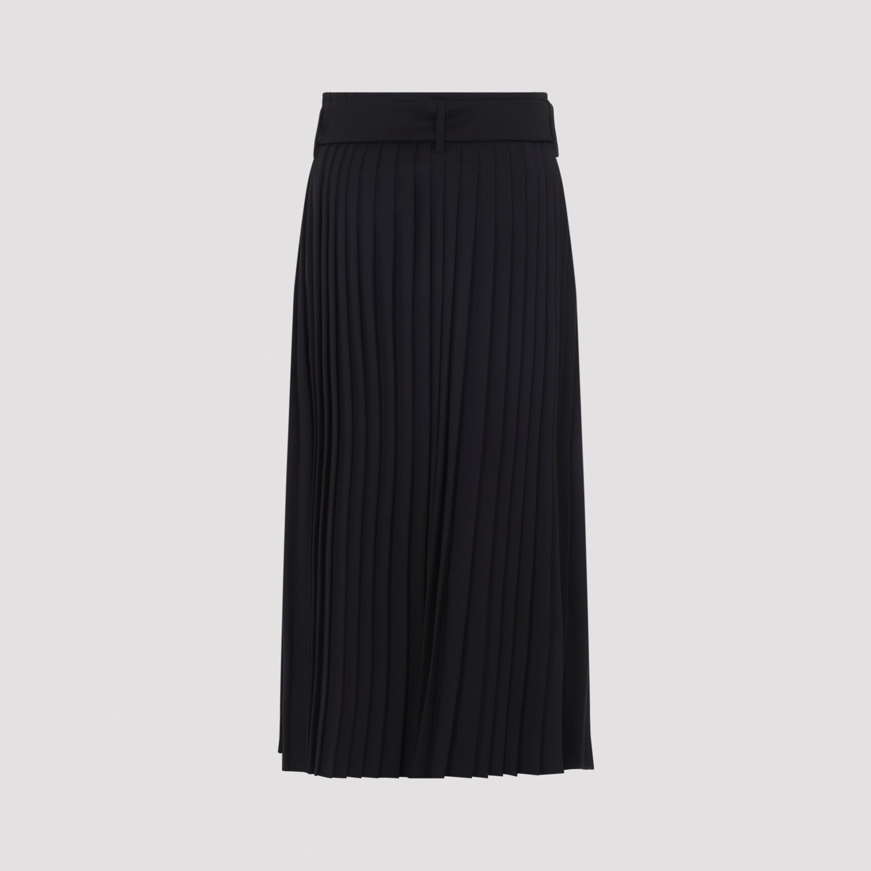 Black Panteon Wool Midi Skirt