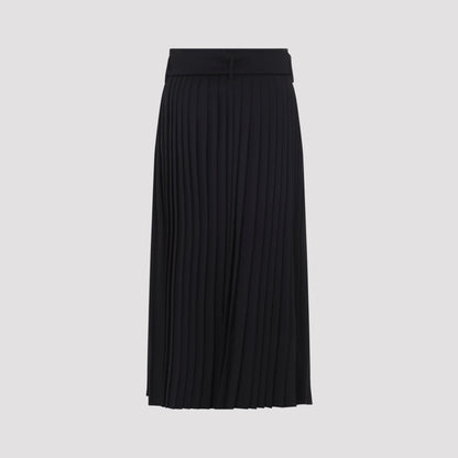 Black Panteon Wool Midi Skirt