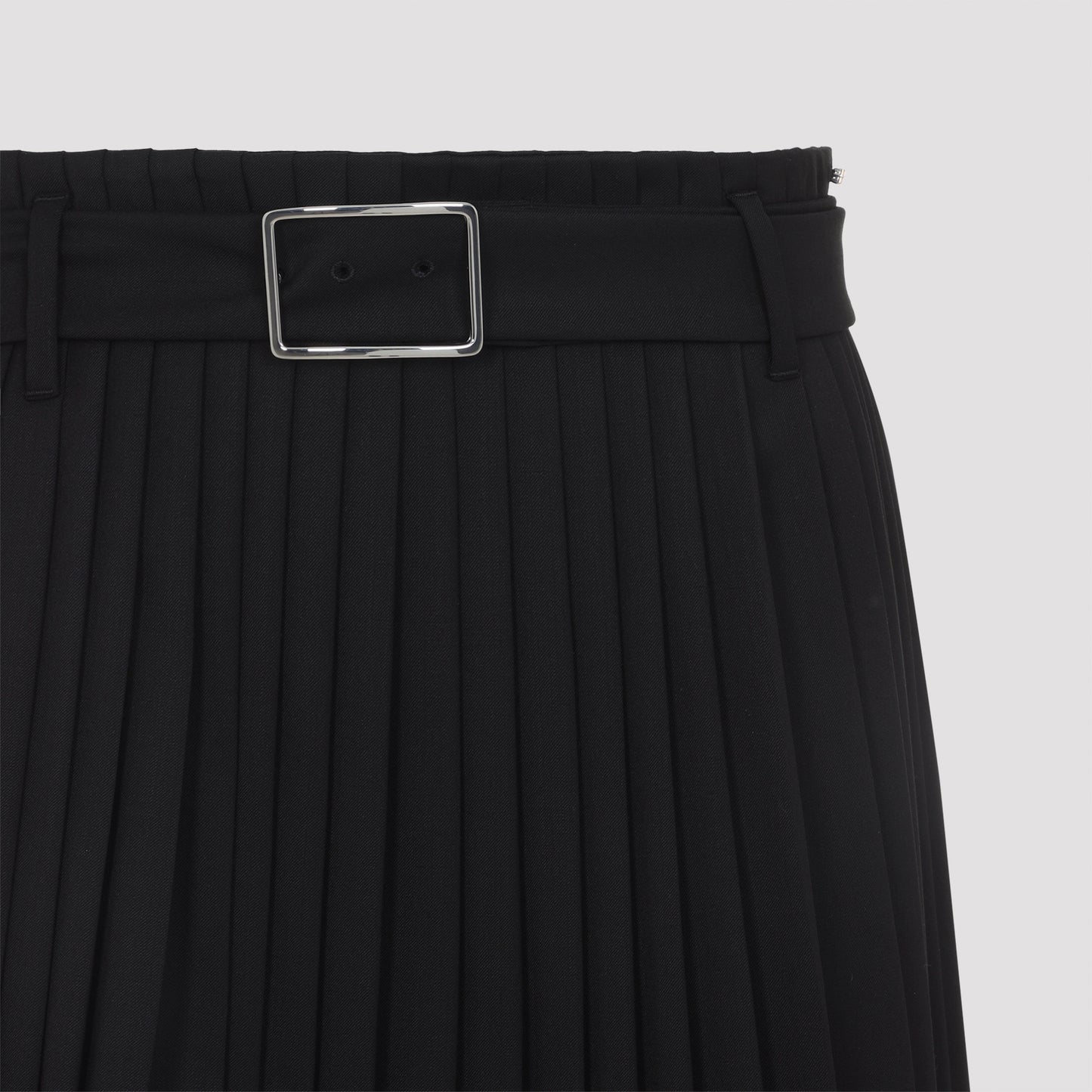 Black Panteon Wool Midi Skirt