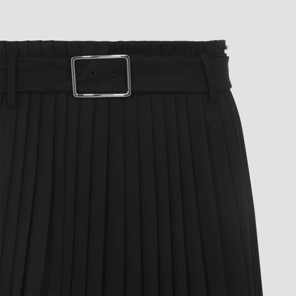 Black Panteon Wool Midi Skirt
