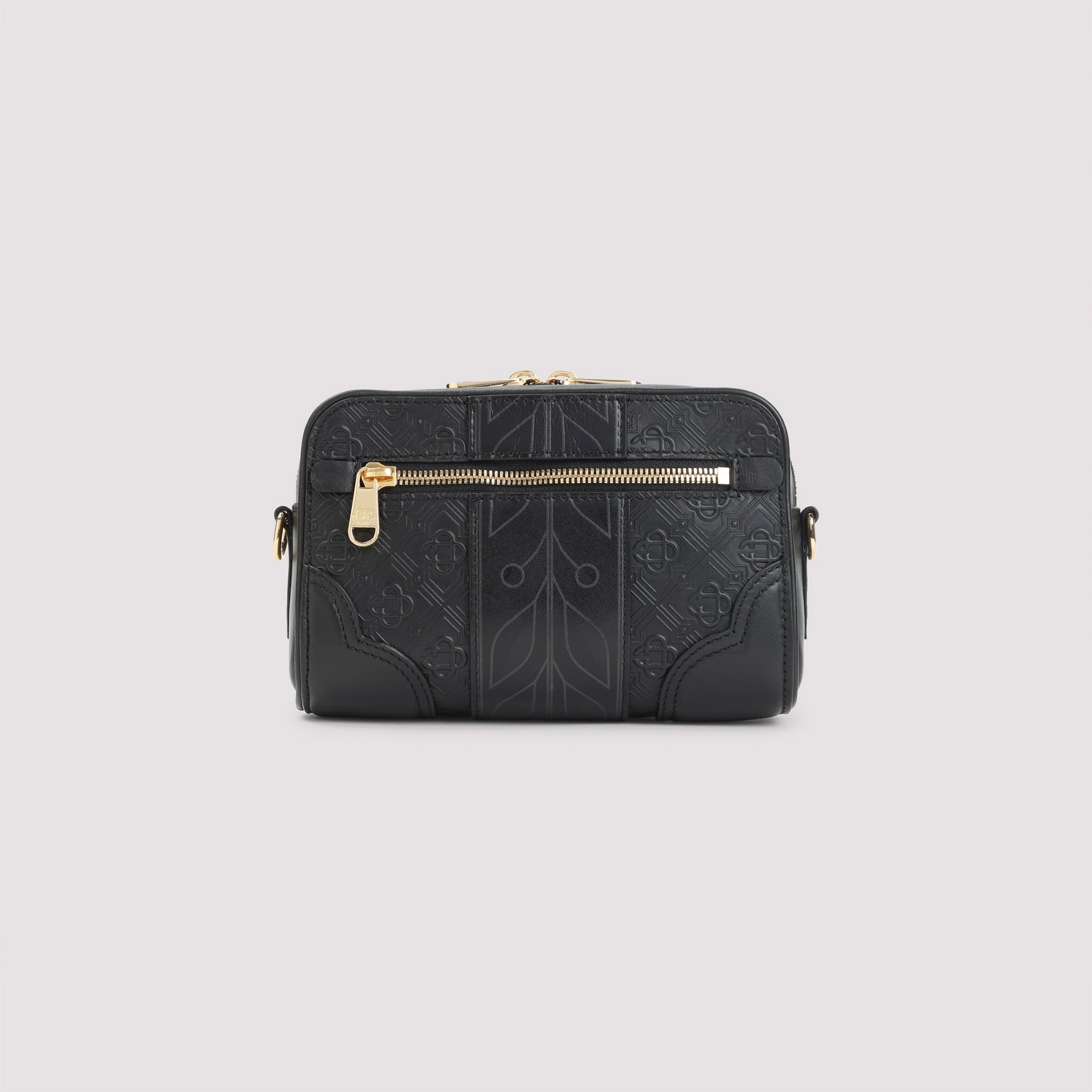 Black Calf Leather Monogram Crossbody Bag