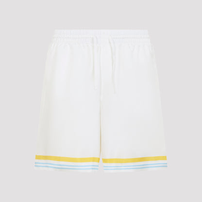 White Silk Flower Court Icon Shorts