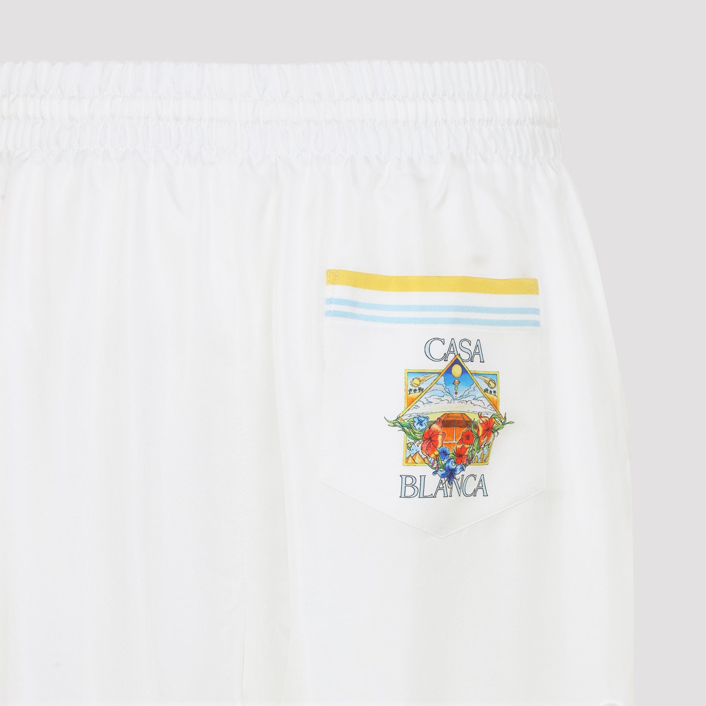 White Silk Flower Court Icon Shorts
