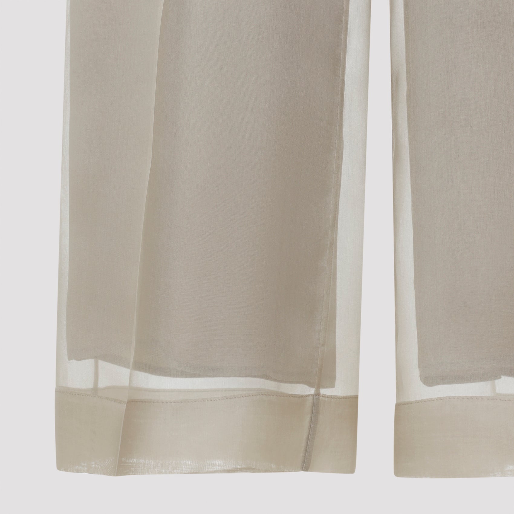 Sand Beige Silk Pianoforte Olivi Organza Pants