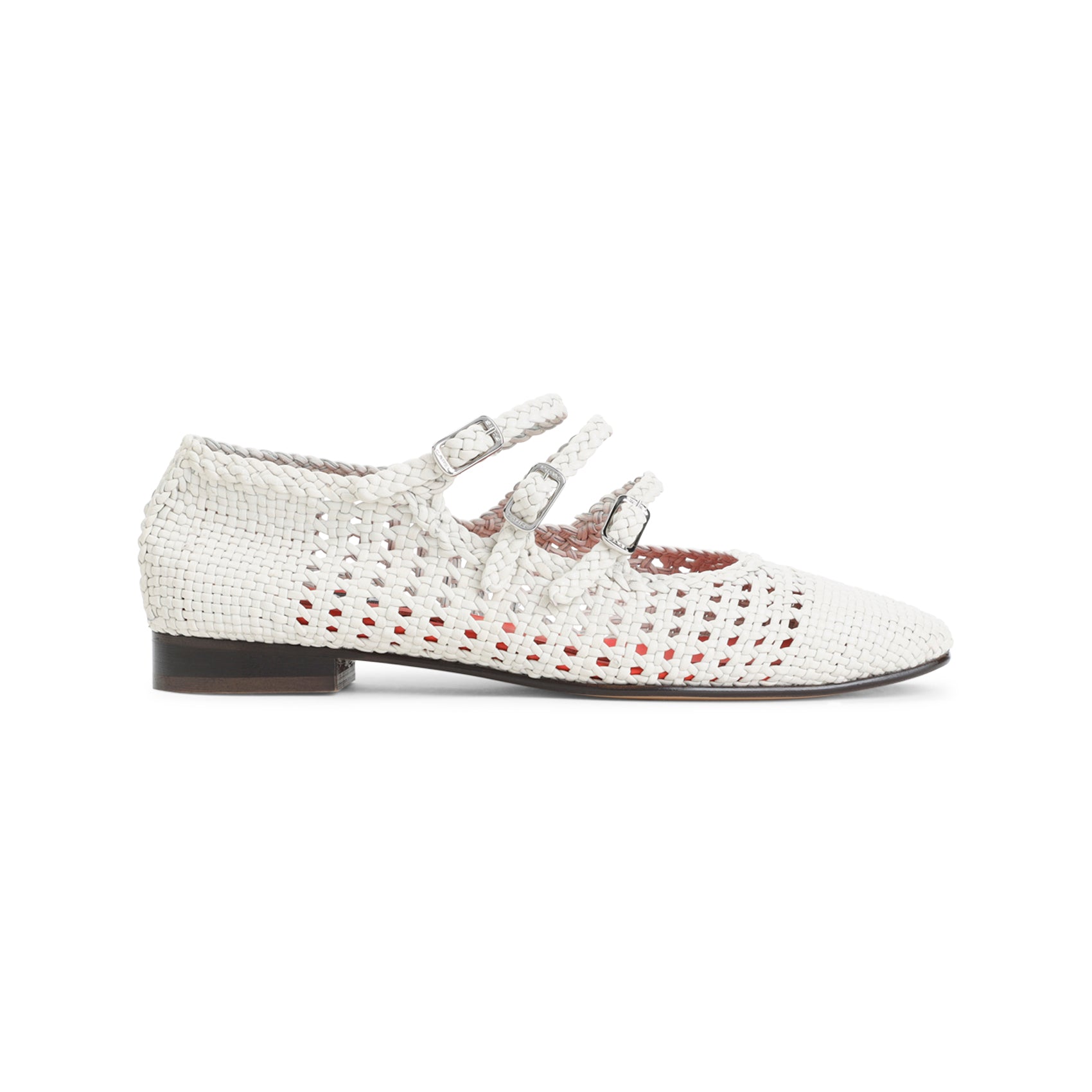 White Ariana S. Braided Leather Ballerinas