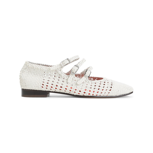 White Ariana S. Braided Leather Ballerinas