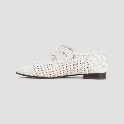 White Ariana S. Braided Leather Ballerinas