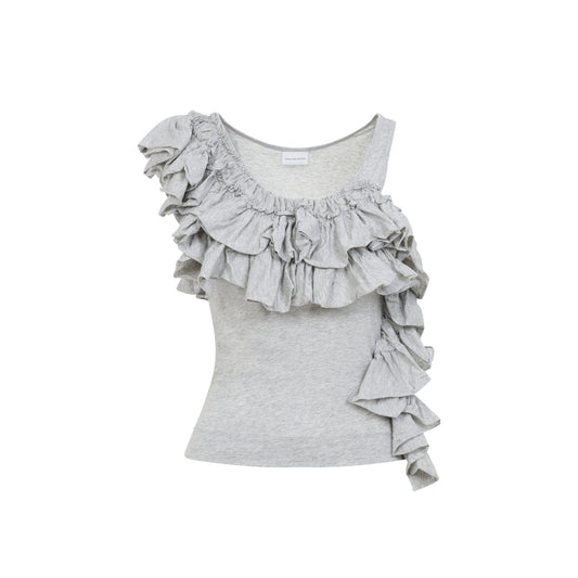Grey Melange Cotton Humza Tank Top