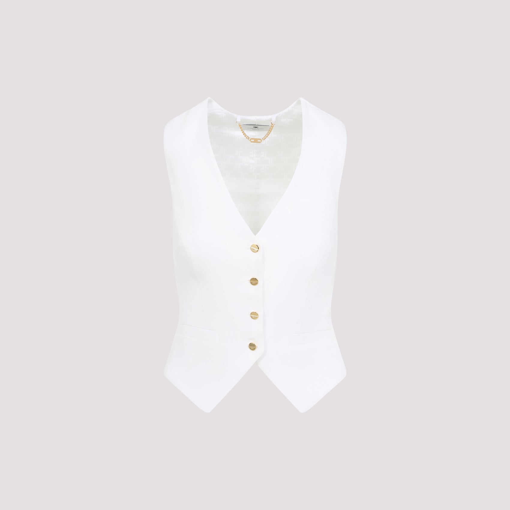 Ivory White Linen Gilet