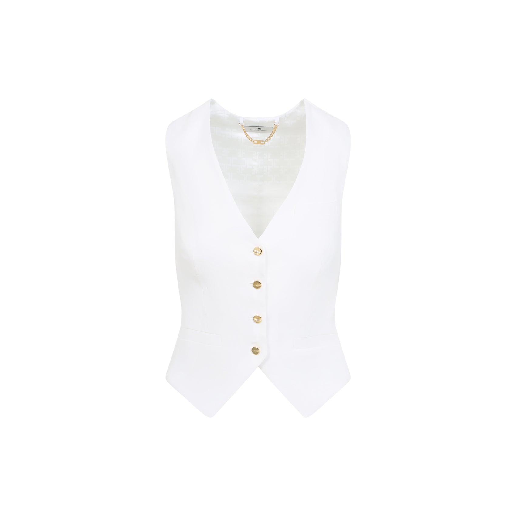 Ivory White Linen Gilet