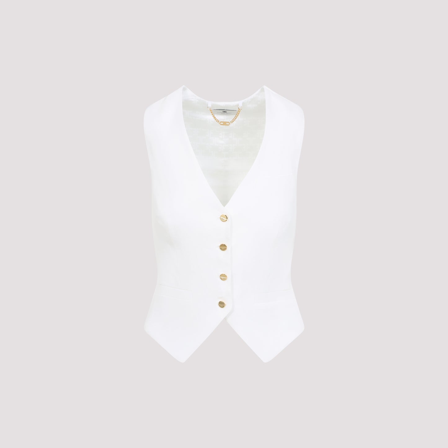 Ivory White Linen Gilet
