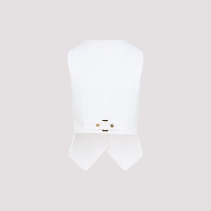 Ivory White Linen Gilet