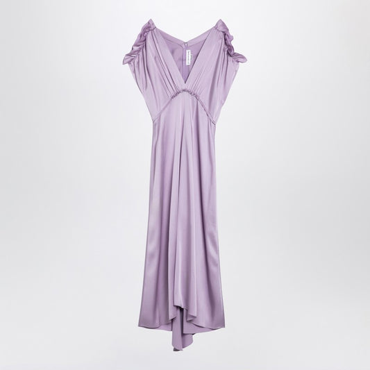Petunia-Coloured Midi Dress With Ruffles