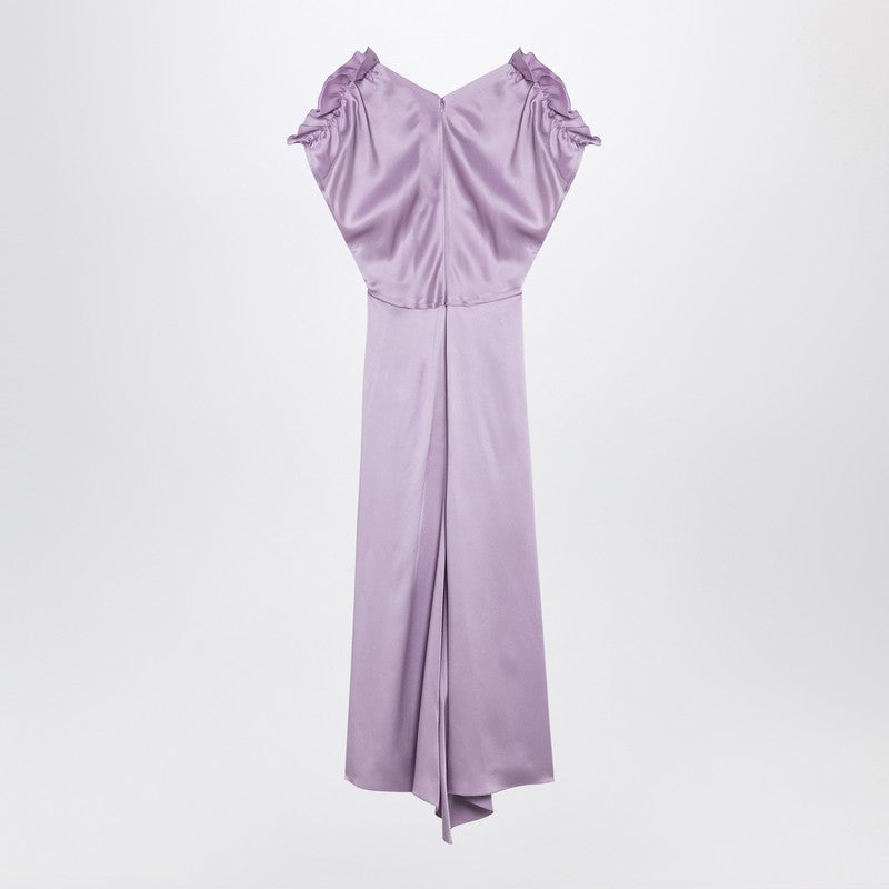 Petunia-Coloured Midi Dress With Ruffles