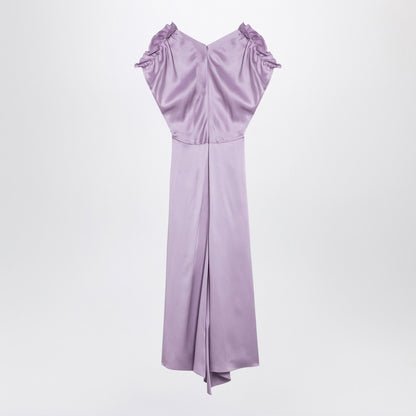 Petunia-Coloured Midi Dress With Ruffles