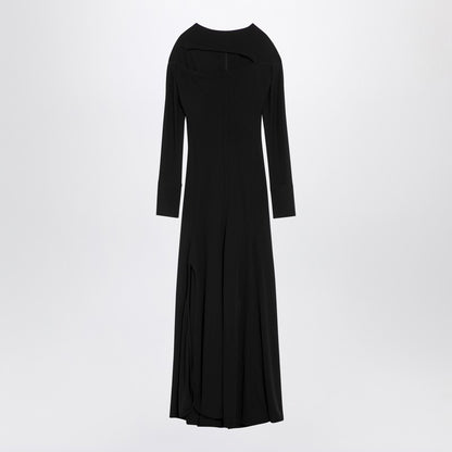 Black Viscose Dress With Cut-out