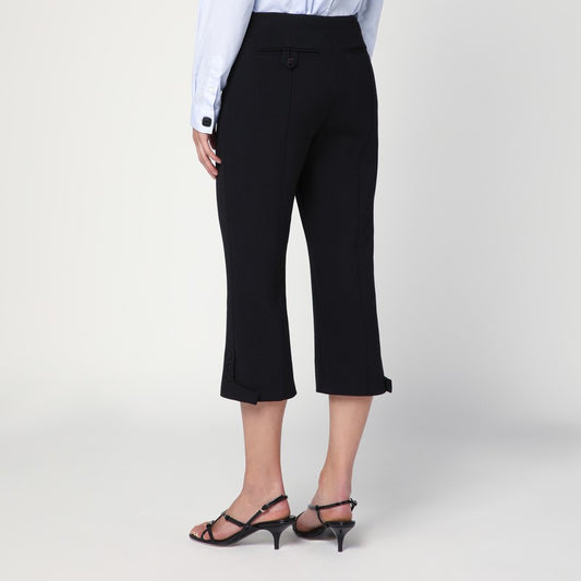 Cropped black trousers in wool blend