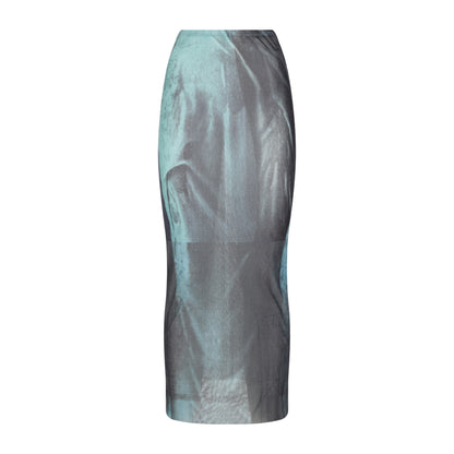 mesh printed "water" long skirt-image-2