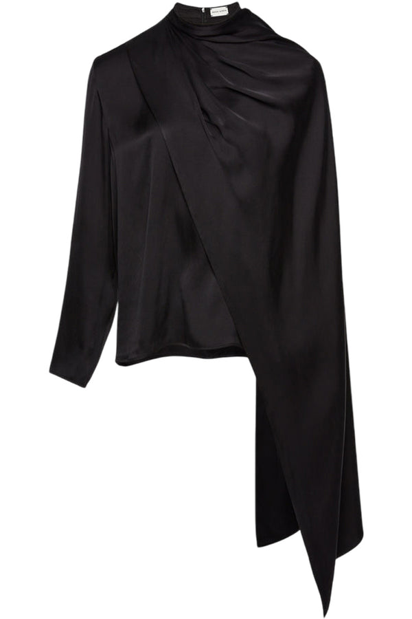 Cape-Effect Silk Blouse