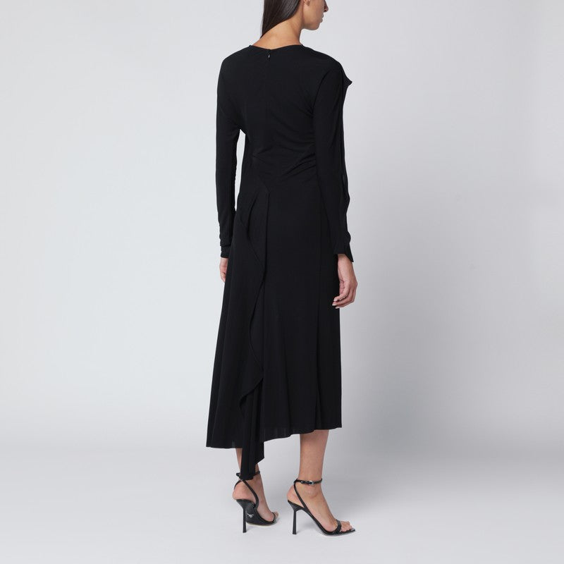 Black midi dress in draped jersey