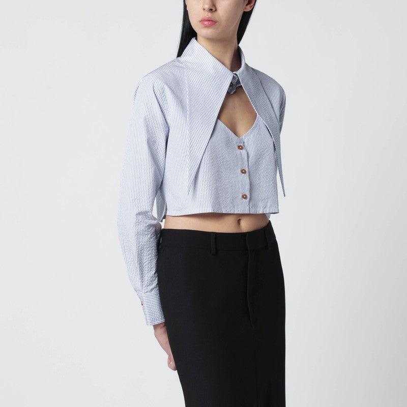 Cropped shirt with oversized collar