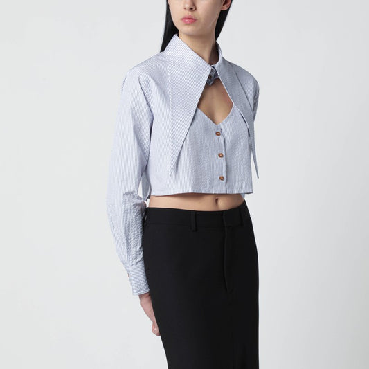 Cropped shirt with oversized collar