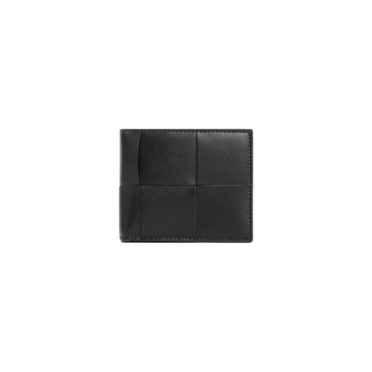 Black Silver Cassette Bifold Calf Leather Wallet