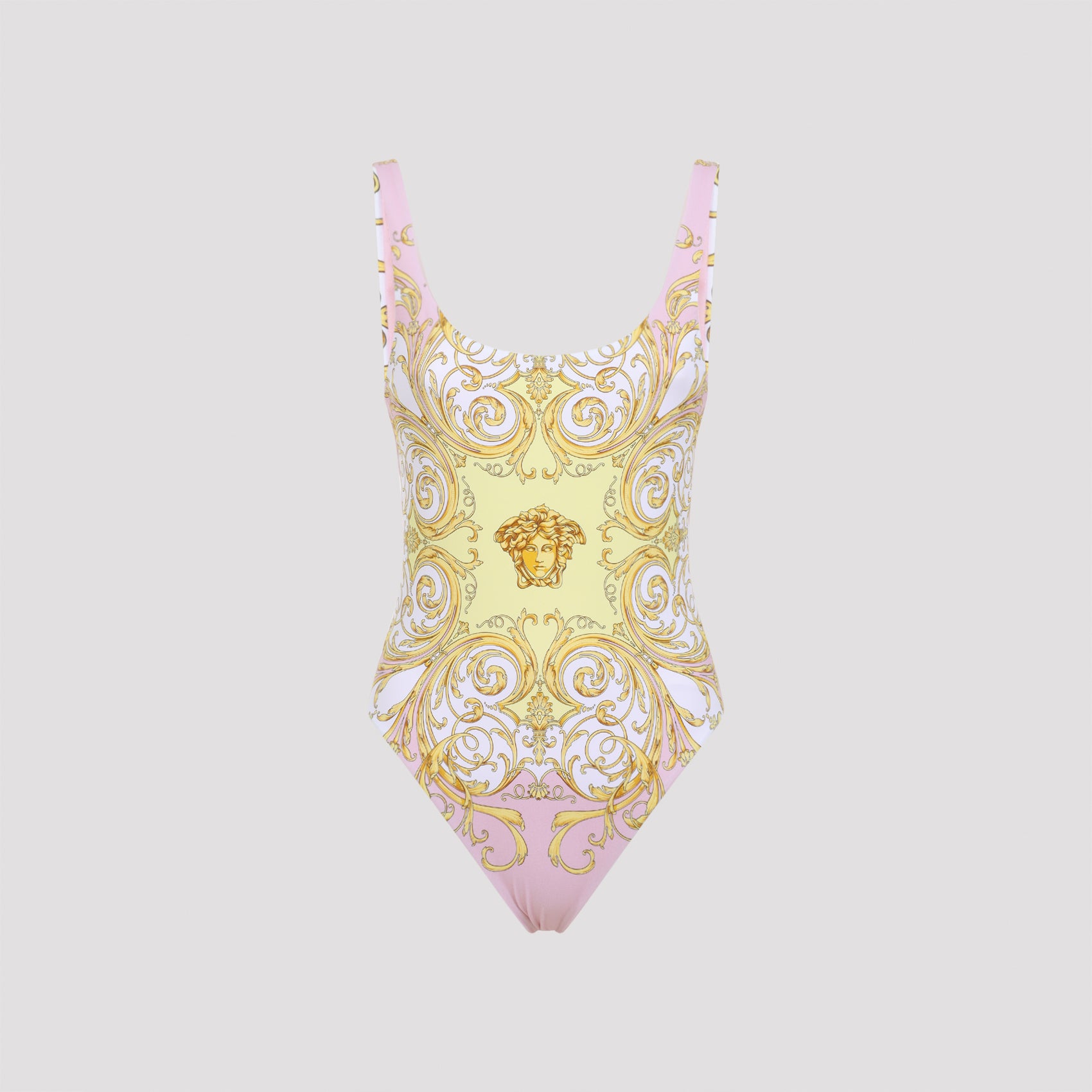 Yellow and Pink Polyester One-Piece