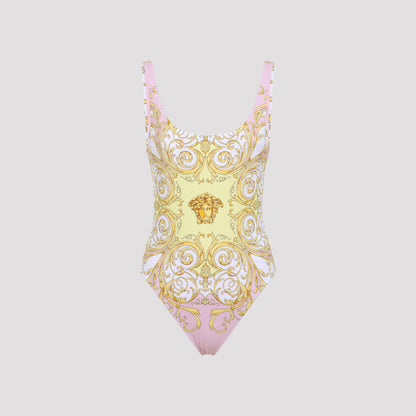 Yellow and Pink Polyester One-Piece