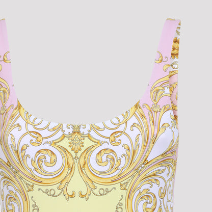 Yellow and Pink Polyester One-Piece