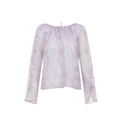 Pink Printed Organza Pink Silk Blouse