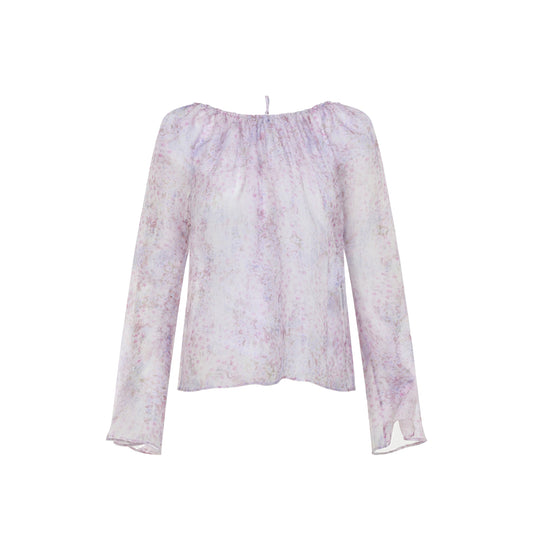 Pink Printed Organza Pink Silk Blouse