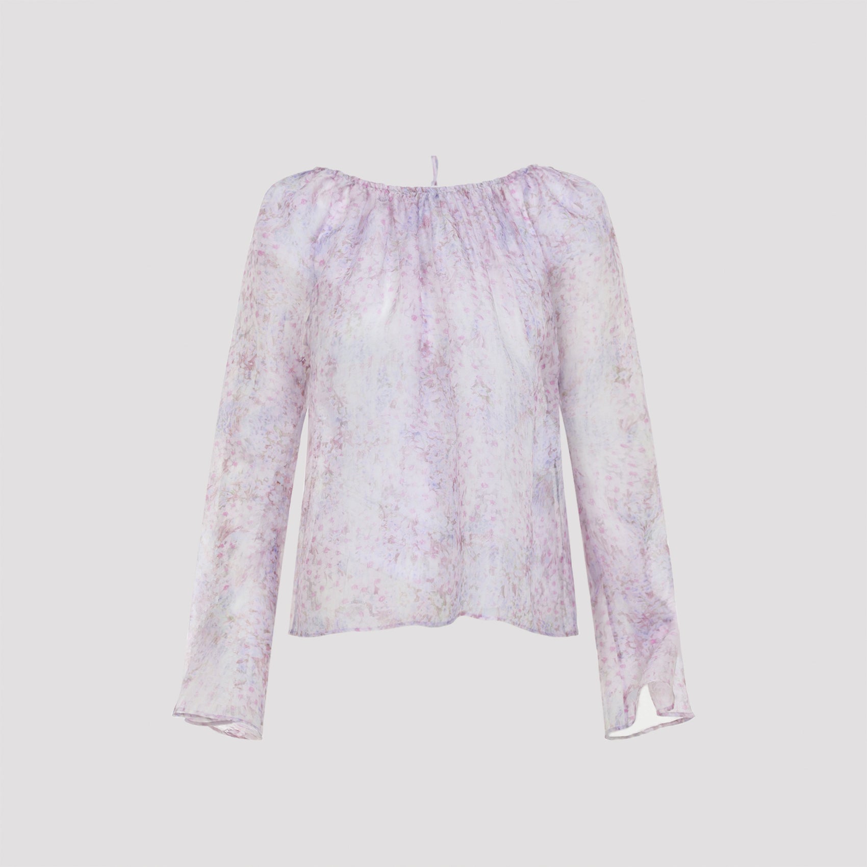 Pink Printed Organza Pink Silk Blouse