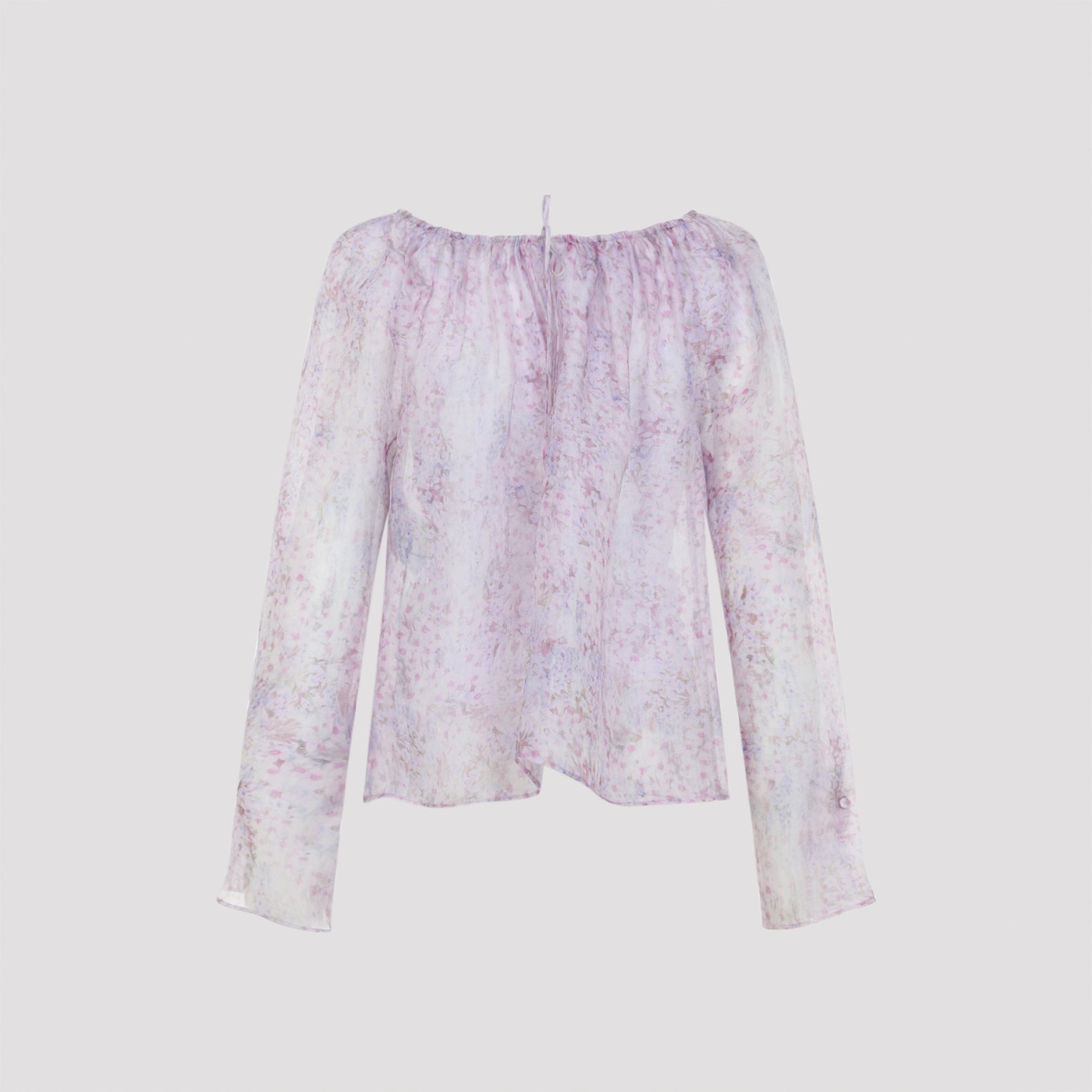 Pink Printed Organza Pink Silk Blouse