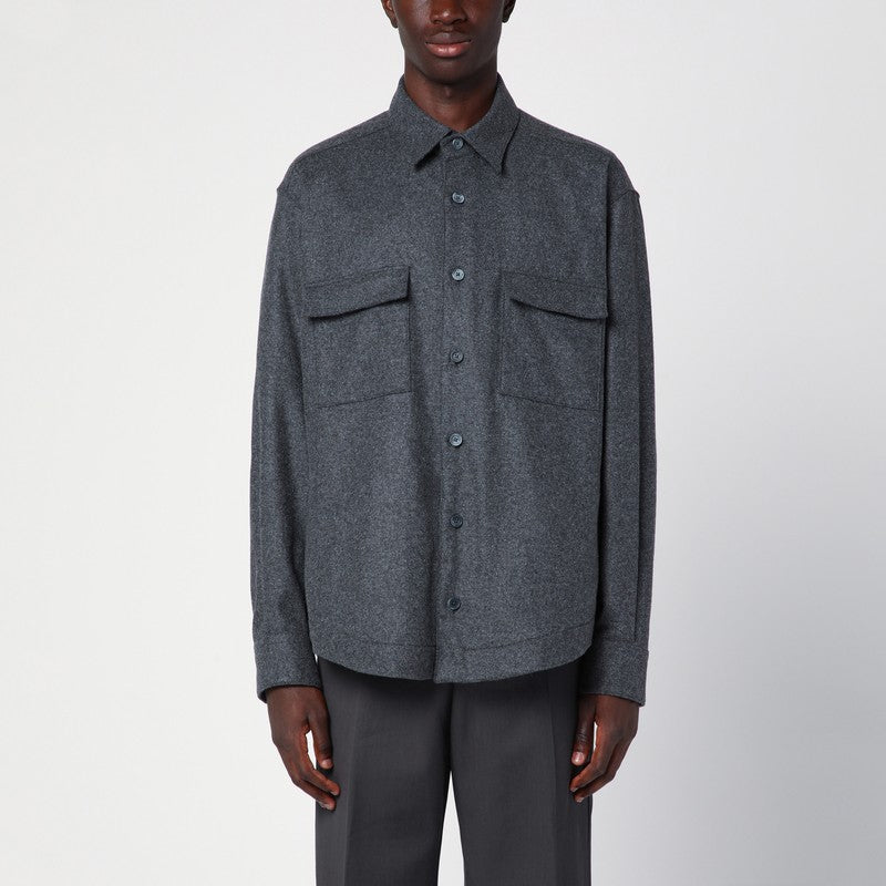 Grey Wool Blend Overshirt