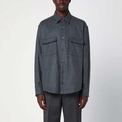 Grey Wool Blend Overshirt