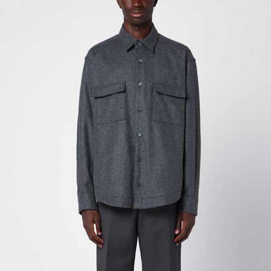 Grey Wool Blend Overshirt