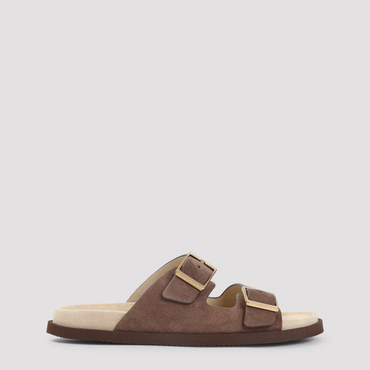 Mud Brown Suede Leather Arizona Sandals