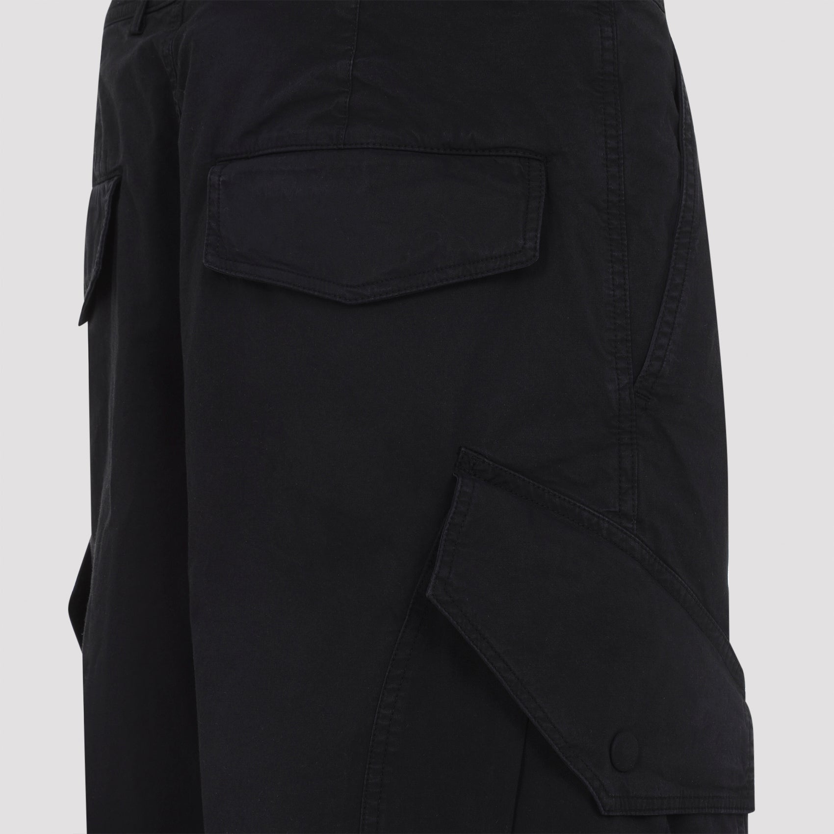 Black Cotton Paxer Bis Cargo Pants