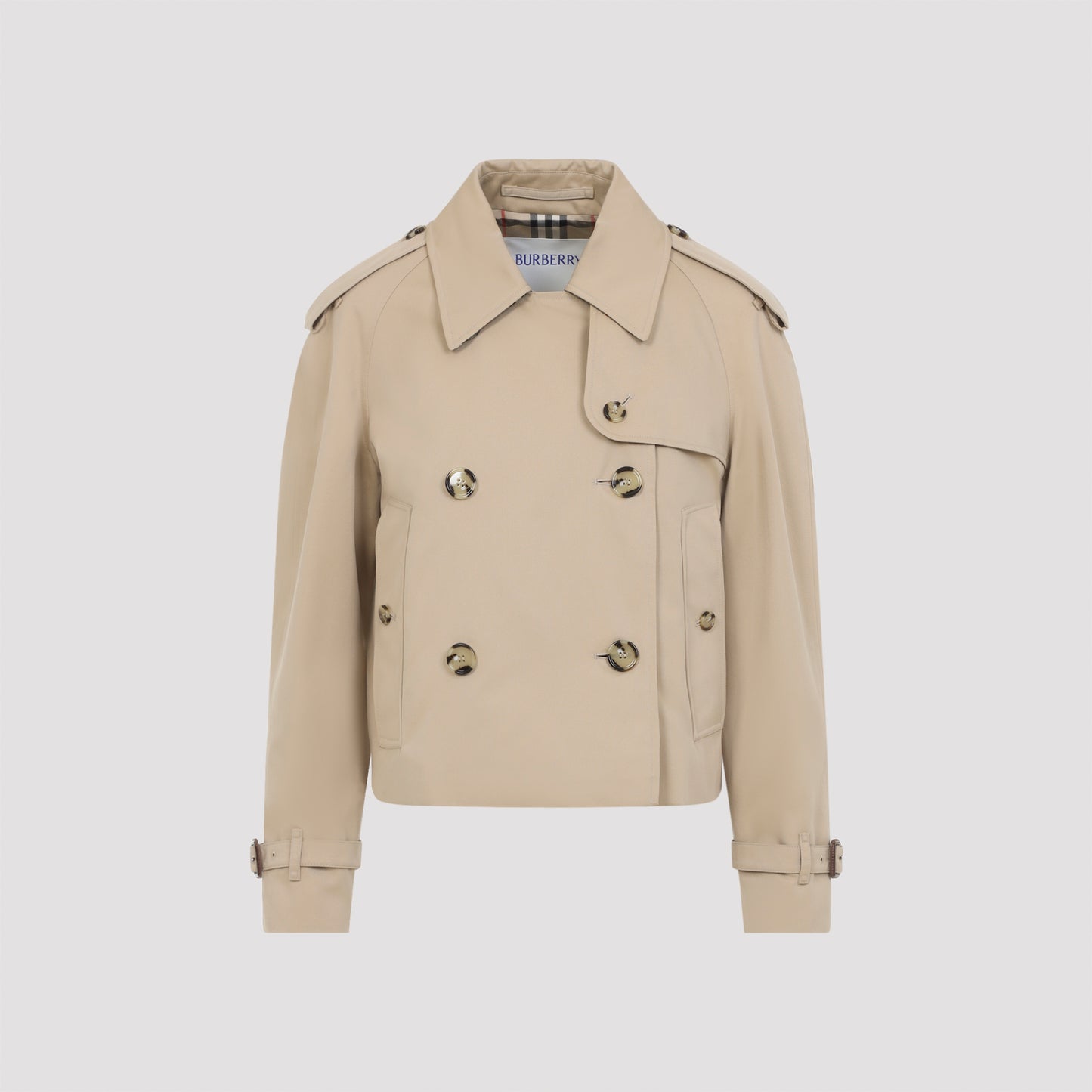 Honey Beige Cotton Haltye Short Trench