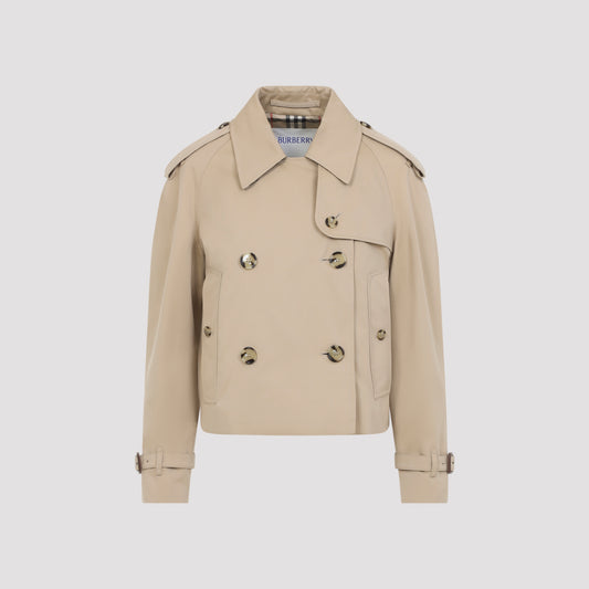Honey Beige Cotton Haltye Short Trench