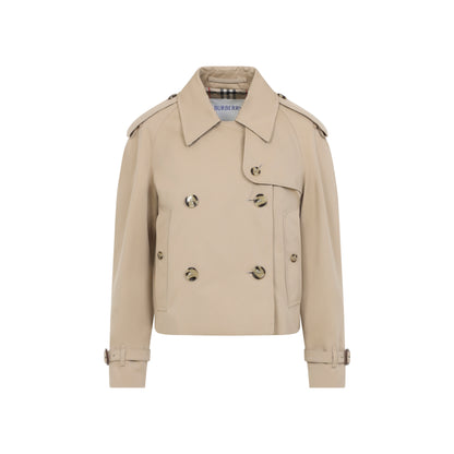 Honey Beige Cotton Haltye Short Trench