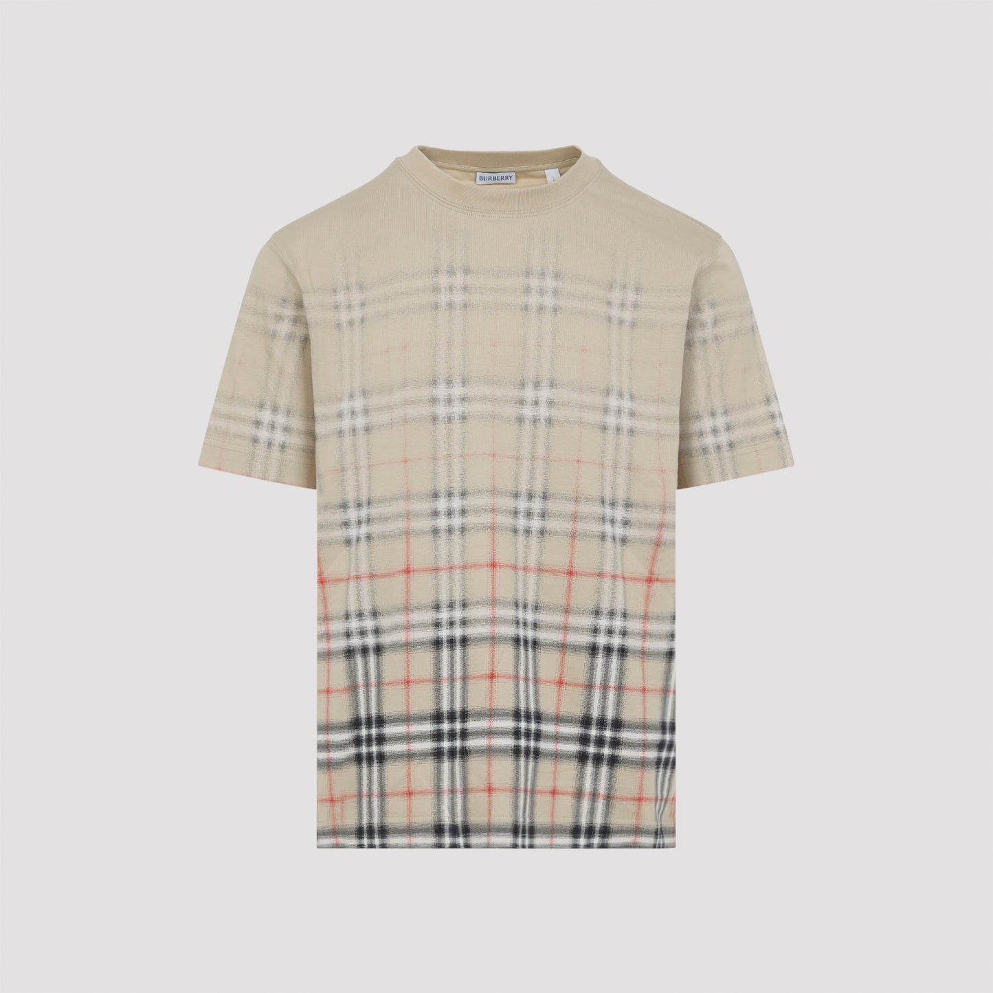 Sand Ip Check Beige Cotton Ryan Degrade T-Shirt