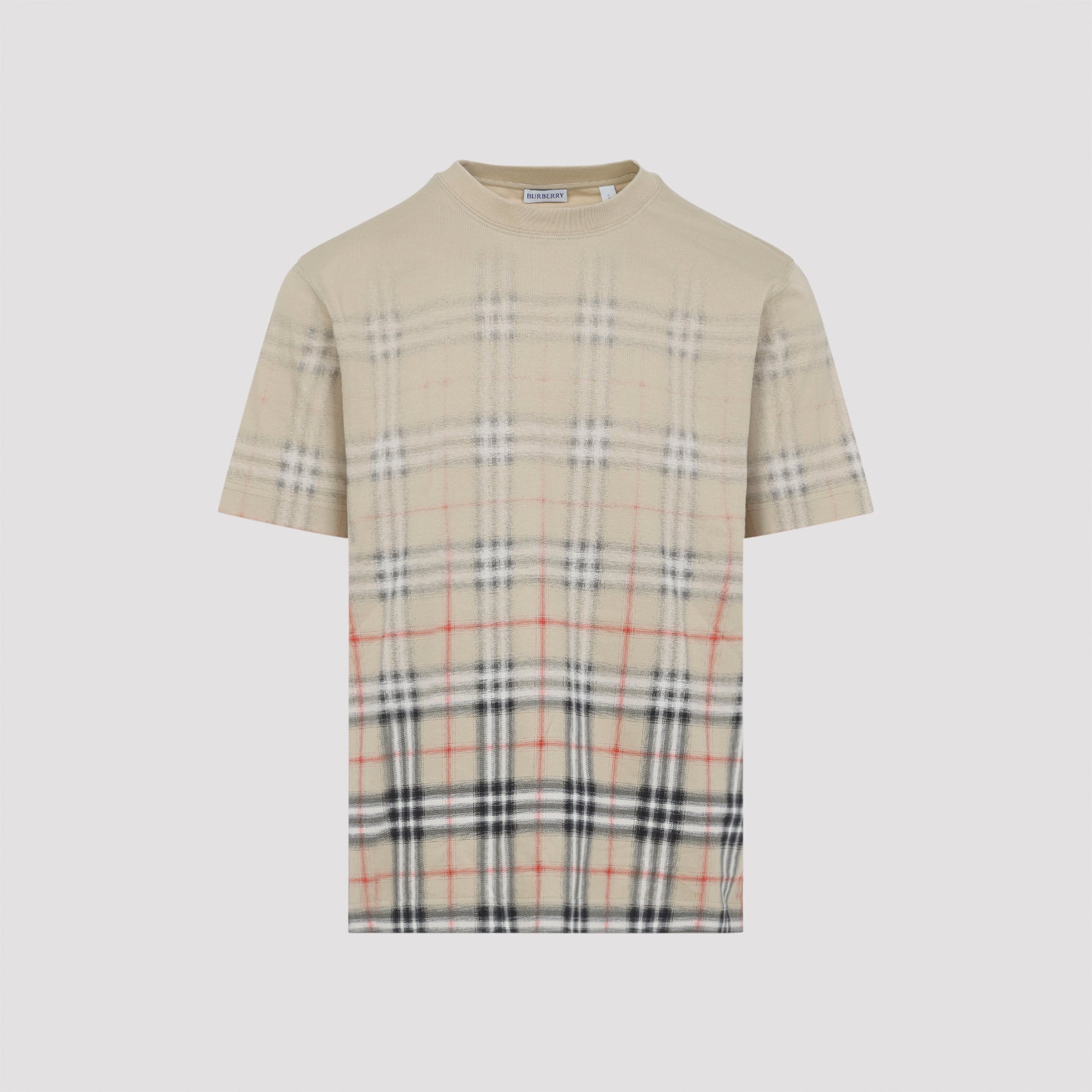 Sand Ip Check Beige Cotton Ryan Degrade T-Shirt