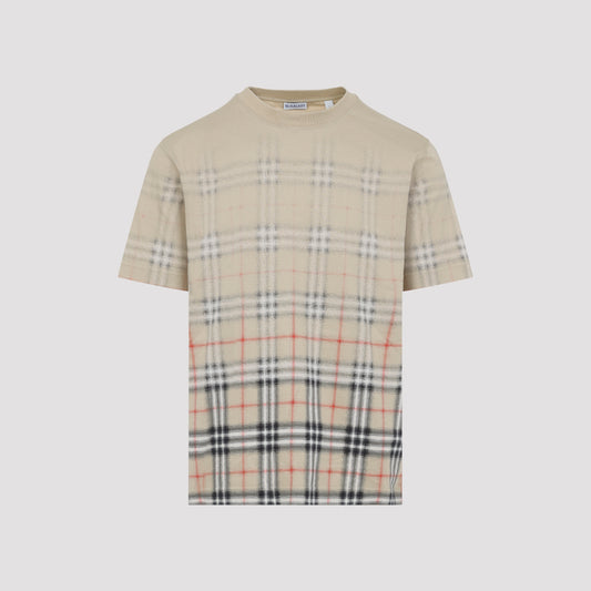 Sand Ip Check Beige Cotton Ryan Degrade T-Shirt